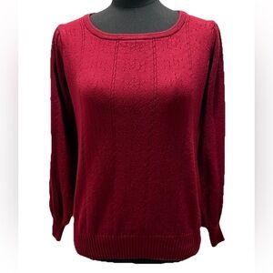 Hotouch Women's Long Sleeve Burgundy Knit Sweater, Size Medium